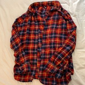 Uniqlo mens red plaid long sleeve flannel